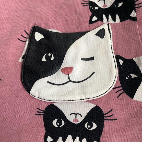 Polarn O. Pyret size 1-1.5 yeas old 86 cm, pink cat print blouse w/ front pocket - Picture 6 of 10